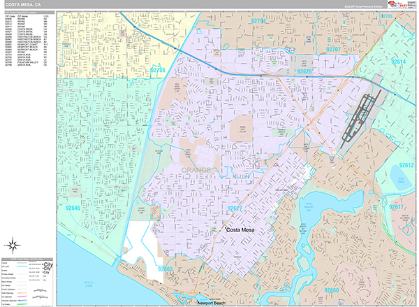 Costa Mesa Map Premium Style